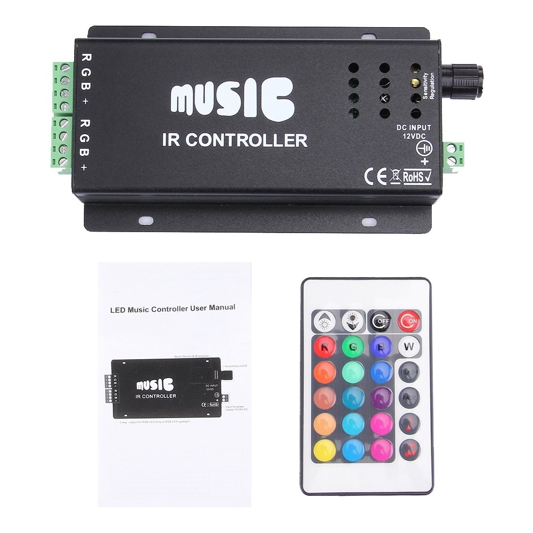 DC12-24V Music Controller IR Remote Control Applicable to indoor and outdoor LED lighting project DC12-24V Music Controller IR Remote Control Applicable to indoor and outdoor LED lighting project